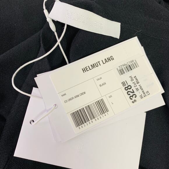 HELMUT LANG Size L Black Cut Out Crew Neck Pullover - Picture 5 of 7